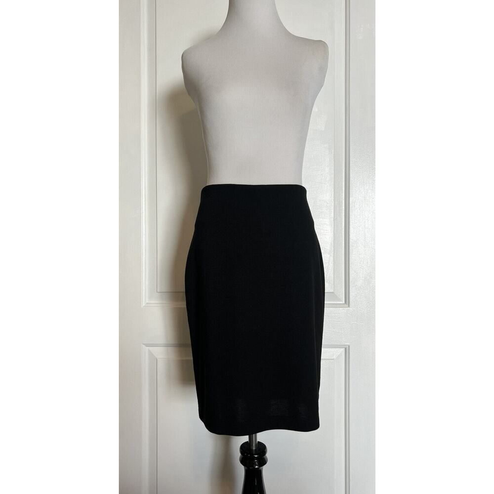 OLIVIA MOON Black Casual Stretch Pencil Straight Knit Zipper Skirt Career M EUC